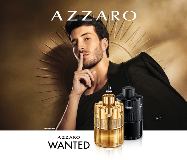 Azzaro Wanted parfüm kollekció – arany és fekete üveg elegáns dizájnnal, luxus férfi illatok online vásárláshoz